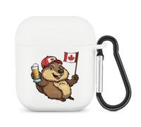 Beaver Holding Canada Flag Beer Bluetooth Headset Cover Earbuds Case TPU Headphone Protective Compatible with Airpods 1/2 White-Color