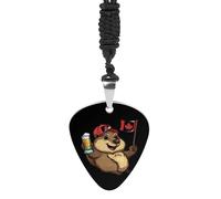 Beaver Holding Canada Flag Beer Personalized Guitar Picks Necklace Guitar Pendant Jewelry Gifts for Women Men