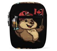 Beaver Holding Canada Flag Beer Small Crossbody Bag Classic Shoulder Bag Mini Messenger Bags for Women Men