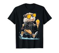 Beaver Holding Icecream Wandering Motif Animal Art Beaver T-Shirt