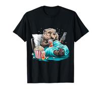 Beaver Holding Snacks Fruits Motif Animal Artwork Beaver T-Shirt