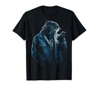 Beaver Holds Cellphone Wandering Graphic Animal Art Beaver T-Shirt