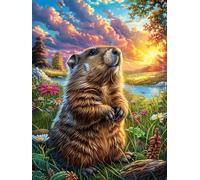 Beaver in Flower Meadow 500 Piece Pack Classic Jigsaw Puzzle Couple Puzzle Partners Ultra Difficult Wall Decor Easter New Year Creativity & Gift Giving 500 PCS