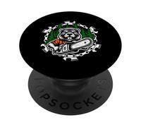 Beaver Lumberjack Forest Worker Chainsaw Wood PopSockets Adhesive PopGrip