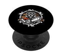 Beaver Lumberjack Forest Worker Chainsaw Wood PopSockets Adhesive PopGrip