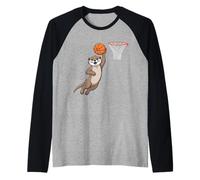 Beaver Playing Sports Wild Animal Rodents Basketball Raglan Baseball Tee