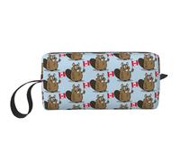 Beaver Print Foam Padded Cosmetic Case Simple Organizer Pouch Lightweight Travel Bag for Space Saving