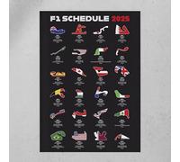 Beaver Print Formula One Race Calendar 2025 Season F1 Schedule - Poster Print of Grand Prix Tracks Circuits - Father's Day Gifts