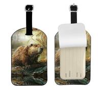 Beaver Print Luggage Tag, for Suitcases Leather Privacy Protection Bag Tags Travel Accessories Essential