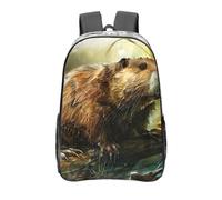 Beaver Print School Transparent Backpack Pvc Clear Bag Daily Necessities Work Travel Boys Girls