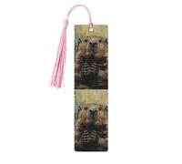 Beaver Print Wooden Bookmarks with Tassels, Wood Book Markers for Book Lovers, Teachers & Present