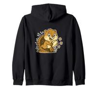 Beaver Rugby run Cartoon Zip Hoodie