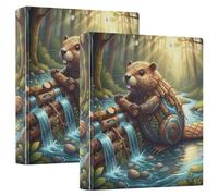 Beaver Safari Stream Collage Data Binders with Clipboard 1 Pack 1.5 Inch Assorted Binders Office Supply 200 Sheets