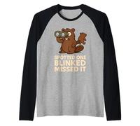 Beaver Spotter Gift River Wildlife Watch I Saw The Beaver Raglan Baseball Tee