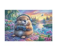 Beaver Stream Forest Wildlife Wild Nature Rural Beautiful 1000 Piece Jigsaw Puzzle for Adults Stimulating Fun Creative Perfect Hobby for Adults And Friends 1000 PCS（75x50cm）