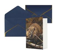Beaver Working Print Greeting Card Paper, Half Fold To Cards For Birthday, Wedding, Party.