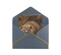 Beaver Working Print Greeting Card Paper, Half Fold To Cards For Birthday, Wedding, Party.