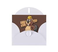 Beaver Working Print Greeting Cards With Envelopes,Holiday,Birthday,Wedding,And All Occasions