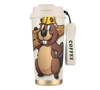 Beaver Working Print Insulated Coffee Mug, 316 Stainless Steel Vacuum Travel Cup, Keep Hot And Cold