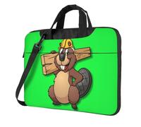beaver working Print Laptop bag,portable single shoulder laptop Sleeve Case,Compatible with 13-15.6 in, Black, 14 inch