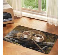 Beaver Working Print Pet Absorbent Leather Tablecloth for Dogs Cats,Pet Food Mat Leather Feeding Mat for Dogs Cats