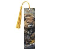 Beaver Working Print Wooden Bookmarks for Book Lover Men Women Unique Wood Bookmark Unusual Gift 5 Pieces