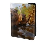 Beaver Working1 Print 5.5 Inch Passport For Men And Women Lightweight Stylish Travel Document Wallet, Black, One Size