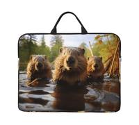 Beaver Working1 Print Laptop Sleeve Case 14 Inch, Shockproof Protective Laptop Cover Briefcase Carrying Computer Bag