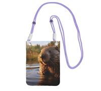 beaver working2 Print Phone Crossbody Bag Mobile Pouch Fashion Cell Shoulder Holster for Travel Running, Purple, One Size