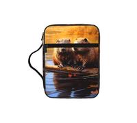 Beaver Working3 Print Book Protector Holder Case, Study Bible Carrying Case With Multiple Internal Compartments