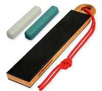 BeaverCraft Leather Strop for Knife Sharpening LS9P02 - Stropping Kit with Polishing Compound - Leather Knife Sharpener - Honing Strop Block 2-Sided