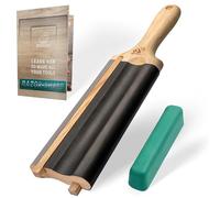 BeaverCraft LS5P1 Wood Carving Strop Wood Carving Gouge Hook Knife Sharpening Honing Tools Strop Stropping Kit Leather Paddle Strop Spoon Carving Tools Sharpening Kit Sharpener with Polishing Compound