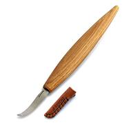 BeaverCraft Wood Carving Hook Knife SK4s Long 6cm - High-Carbon Steel Double Bevel Spoon Carving Tools - Spoon Whittling Knife with Long Oak Handle, Crooked Whittling Knives for Spoons Bowls Cups