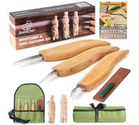 BeaverCraft Wood Carving Knife Kit S15 Whittling Kit for Beginners, Kids - Wood Carving Tools Set with Detail Chip Knife Sloyd Whittling Knives & Leather Strop, Polishing Compound and Tutorials