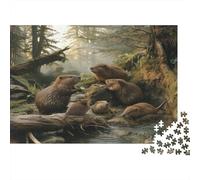 Beavers Jigsaw Puzzles Puzzle for Adults Kids. 1000 Piece Forest Stream Great Gifts Challenge Toy Educational Games Home Decoration for Educational Games Gifts 1000pcs (75x50cm)