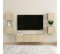 beaverton 120cm wooden 6 piece entertainment unit in sonoma oak