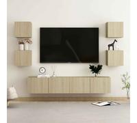 beaverton 160cm wooden 6 piece entertainment unit in sonoma oak