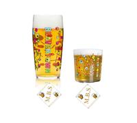 Beavertown Beer Glass Set Pint & Half Pint with 2 X Thin Midlands Bar Suppliers Coasters