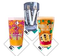 Beavertown Pint Glass Glasses Young Sun Beer Lager X3 Multi Pack Also Comes with Branded Beavertown Beer Mats Roxley Pub Bar Man Cave