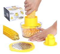 Beaverve Corn Stripper, 4 in 1 Corn Shucker Tool Corn Holder, Corn Stripping Tool Corn Cutter & Remover with Built-in Measuring Cup Grater, Corn Kernel Remover Ginger Grater, No Electricity No Noise