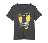 Beavis and Butt-Head Calm Down T-Shirt, Women's Plus, Dark Heather Grey, 6X