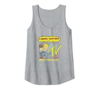 Beavis and Butt-Head Distressed MTV Logo Tank Top, Women, Heather Grey, Large