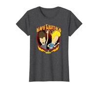 Beavis and Butt-Head Heavy Metal Duo Poster T-Shirt, Women, Dark Heather Grey, Medium