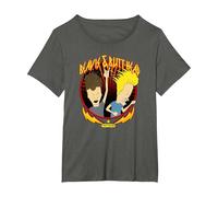 Beavis and Butt-Head Heavy Metal Duo Poster T-Shirt, Women's Plus, Asphalt Grey, 3X