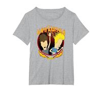 Beavis and Butt-Head Heavy Metal Duo Poster T-Shirt, Women's Plus, Heather Grey, 5X