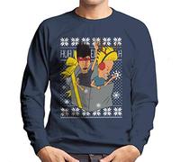Beavis and Butt Head Rock This Xmas Christmas Knit Pattern Men's Sweatshirt Navy Blue