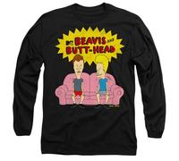 Beavis And Butthead Couch Logo Og Mens Long Sleeve T Shirt, Black, Medium