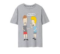 Beavis and Butthead Men's Classic Pose Short Sleeved T-Shirt | Grey | Officially Licensed Merch | Size: Small Beavis and Butthead Grey S