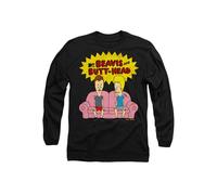 Beavis and Butthead Men's Couch Logo Og Long Sleeve T-Shirt, Black | Size: Small Beavis and Butthead Black S