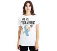 Beavis And Butthead Women's MTV are You Threatening Me Ladies T Shirt, White, S